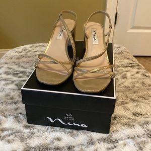 Nina gold metallic heels